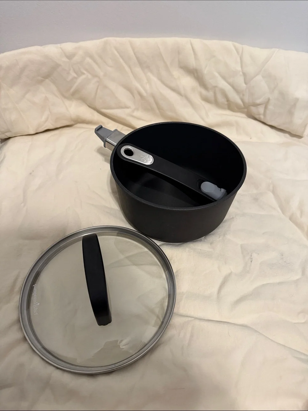 Small Black Nonstick Saucepan with Glass Lid